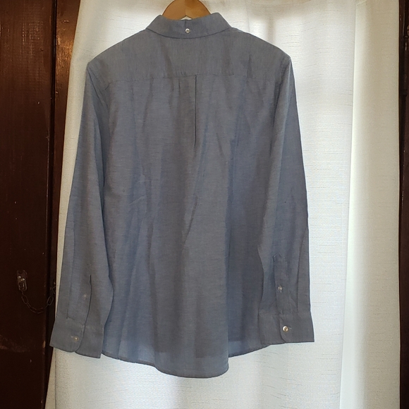 NWT GAP Men's Large Bright Cobalt w/ white long sleeved button down shirt - Picture 10 of 11
